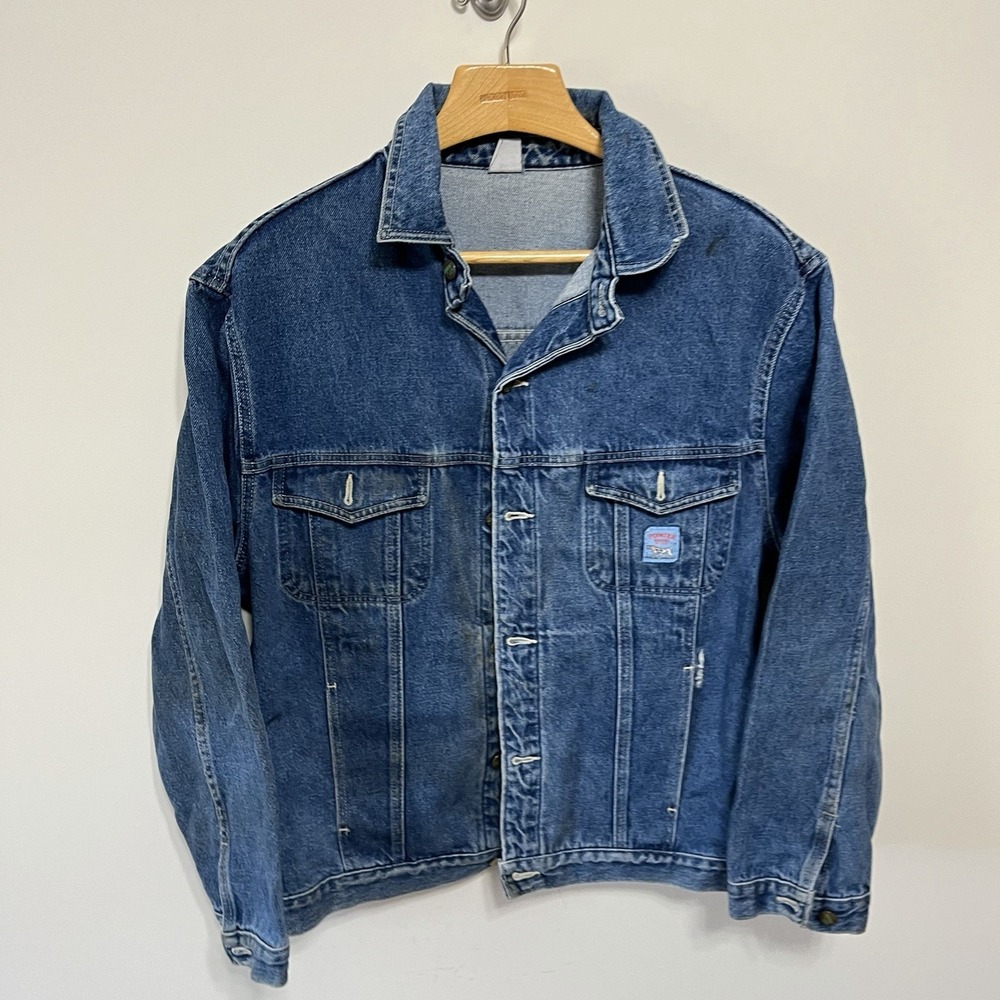 Vintage Pointer Brand Jacket Trucker Mens Large Denim Blue USA Coat 90s